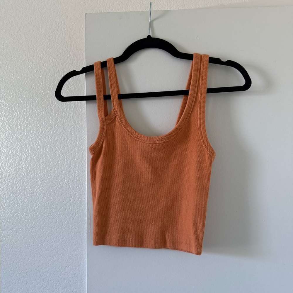 Abercrombie & Fitch Orange Fitted Crop Tank Top